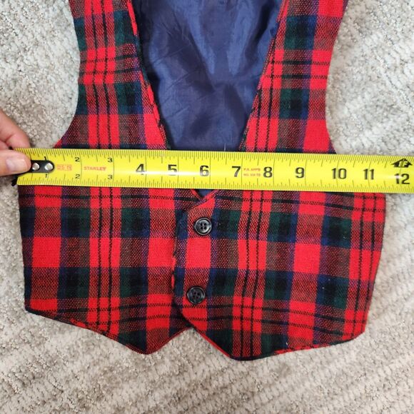 R‐Gee Vintage Christmas Holiday 2 button plaid vest red size 4 boys - Picture 4 of 7